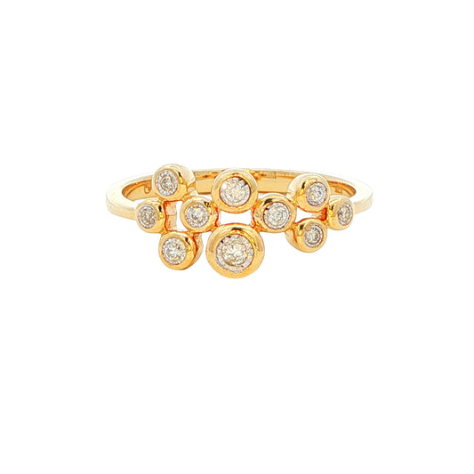 Yellow Gold Round Brilliant Cut Diamond Bubble Style Ring - 0.15cts Gardiner Brothers