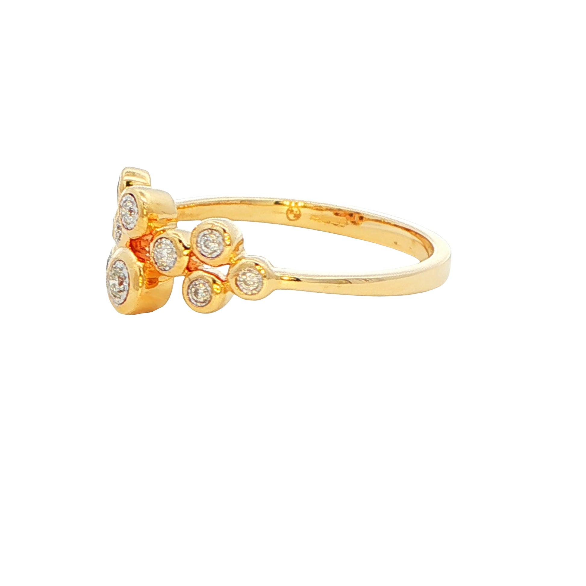 Yellow Gold Round Brilliant Cut Diamond Bubble Style Ring - 0.15cts Gardiner Brothers