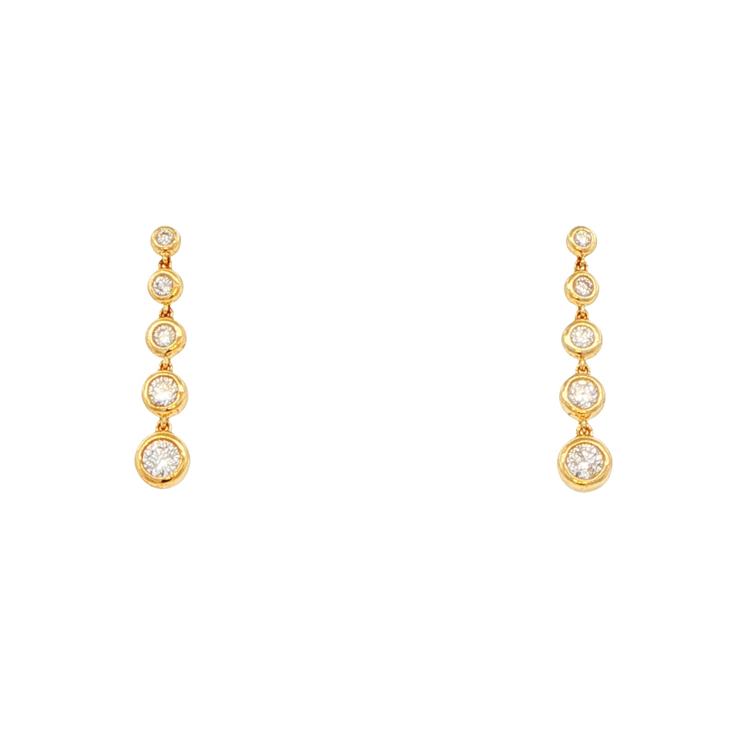 Yellow Gold 5 Diamond Drop Style Earrings Gardiner Brothers