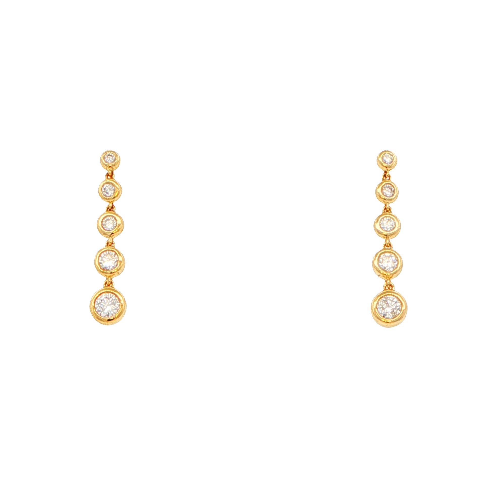 Yellow Gold 5 Diamond Drop Style Earrings Gardiner Brothers