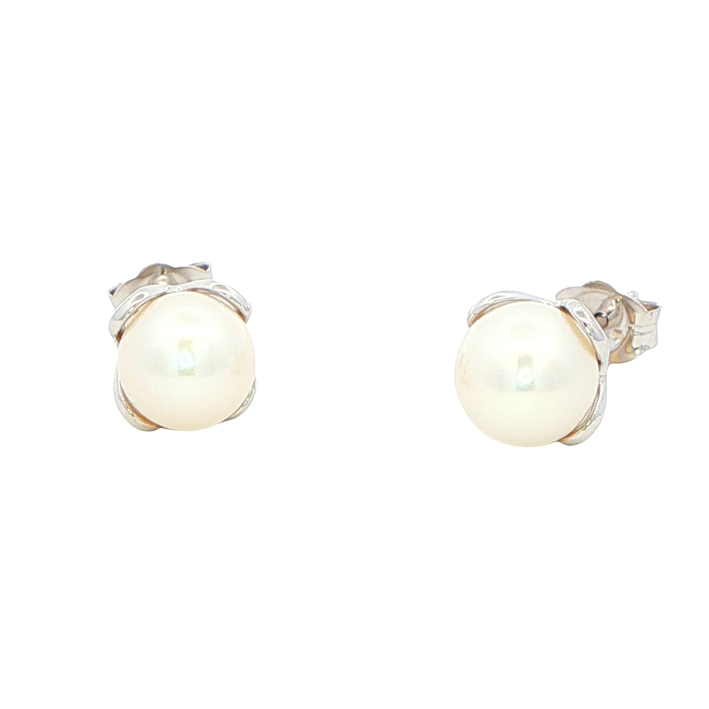 White Gold Pearl Flower Design Earrings Gardiner Brothers