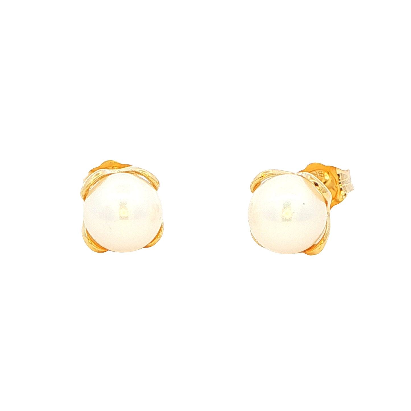 Yellow Gold Pearl flower design Earrings Gardiner Brothers