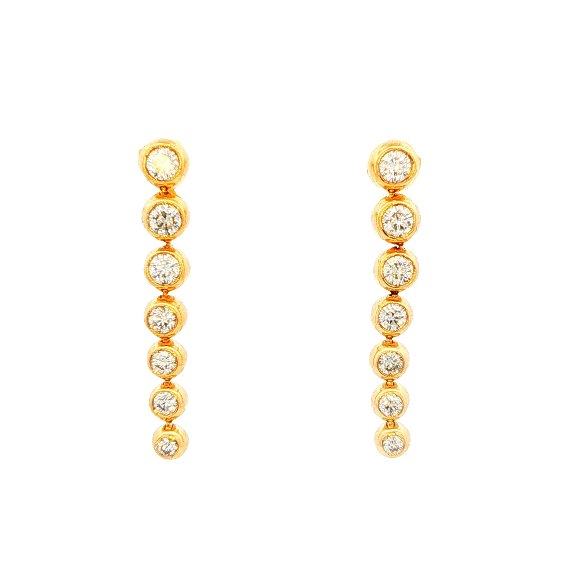 Round Brilliant Cut Diamond 7 Stone Drop Style Earrings Gardiner Brothers