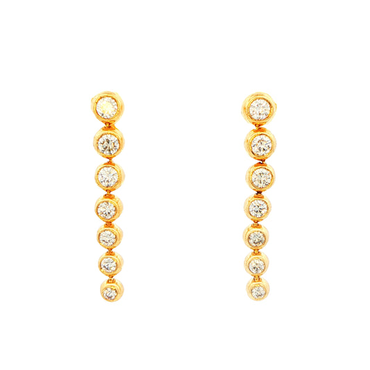 Round Brilliant Cut Diamond 7 Stone Drop Style Earrings Gardiner Brothers