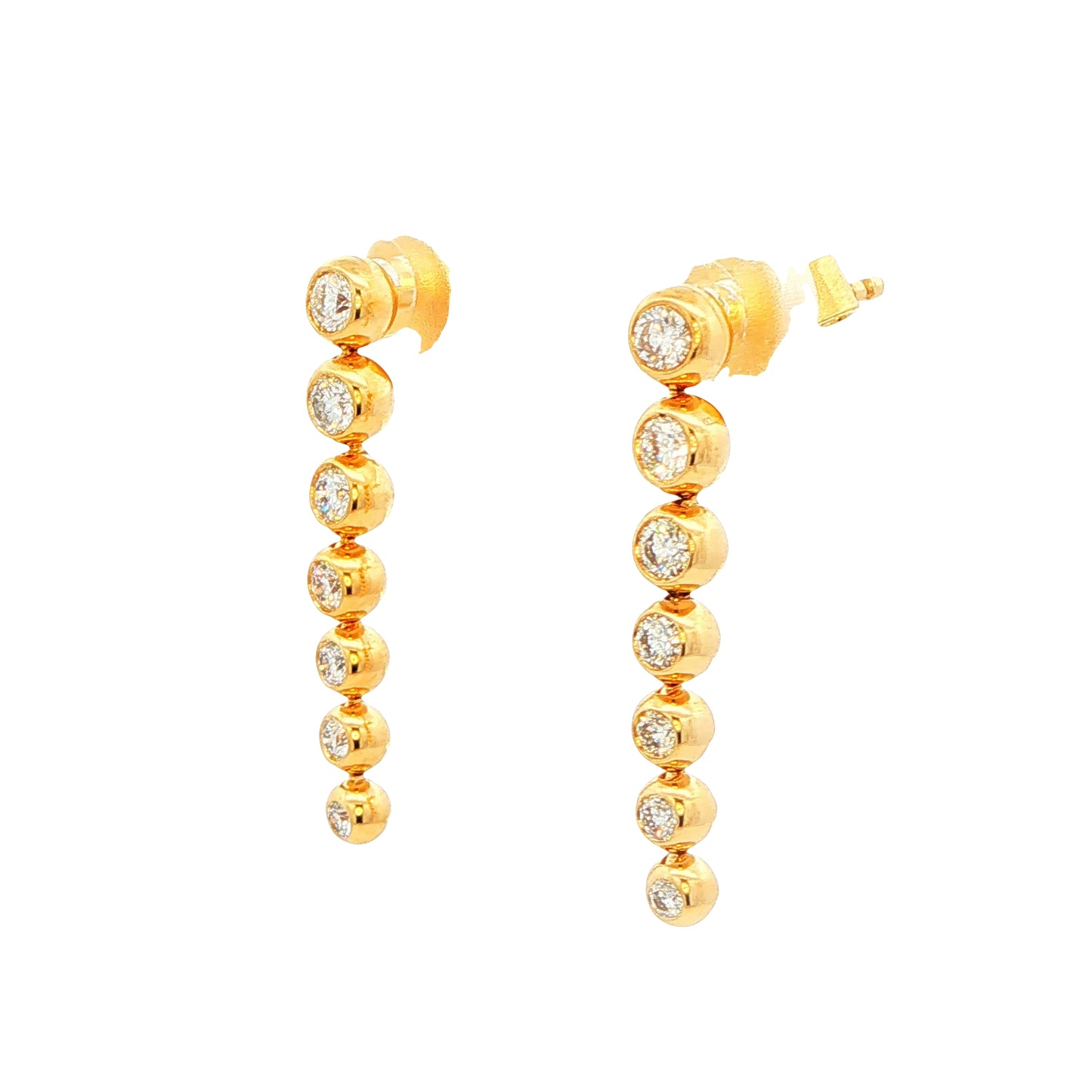 Round Brilliant Cut Diamond 7 Stone Drop Style Earrings Gardiner Brothers