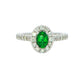 Emerald and round Brilliant Cut diamond halo style ring Gardiner Brothers