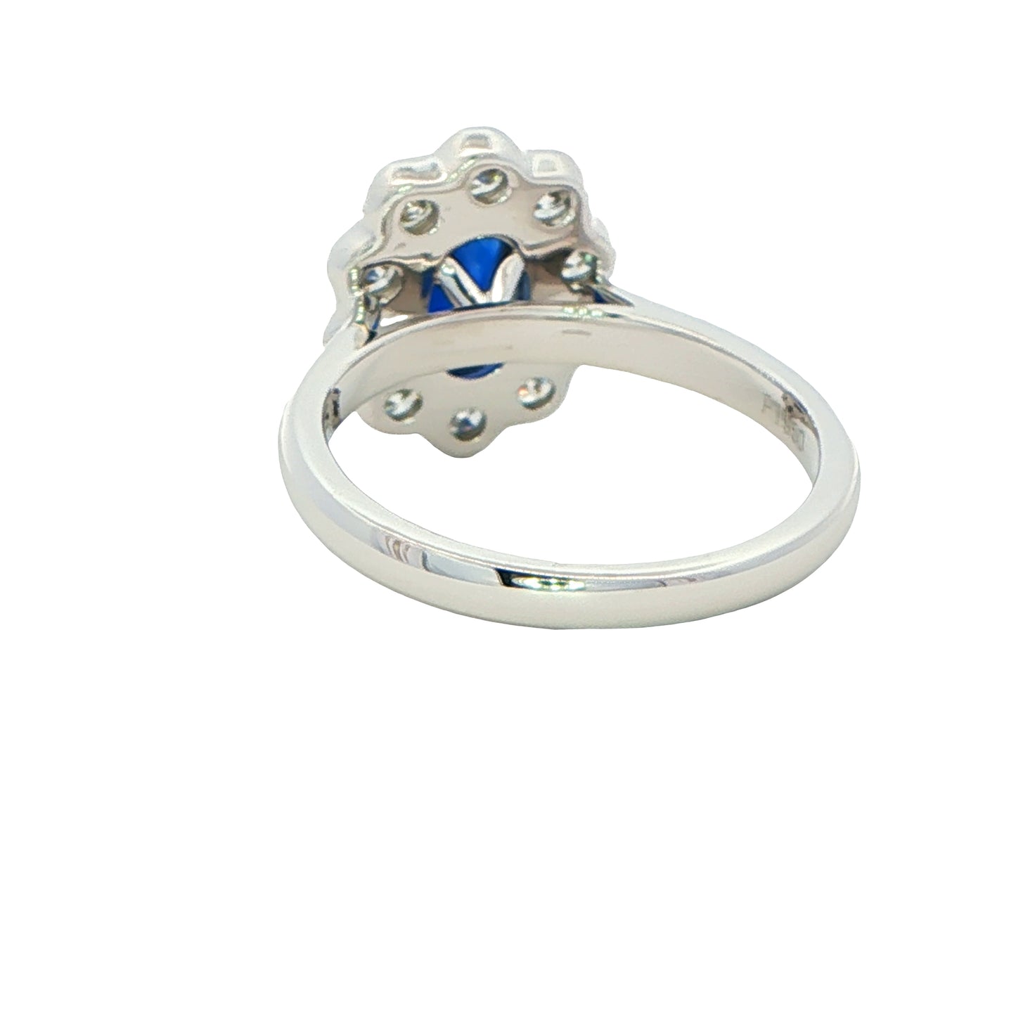 Oval Sapphire and Diamond Modern Cluster Style Ring Gardiner Brothers