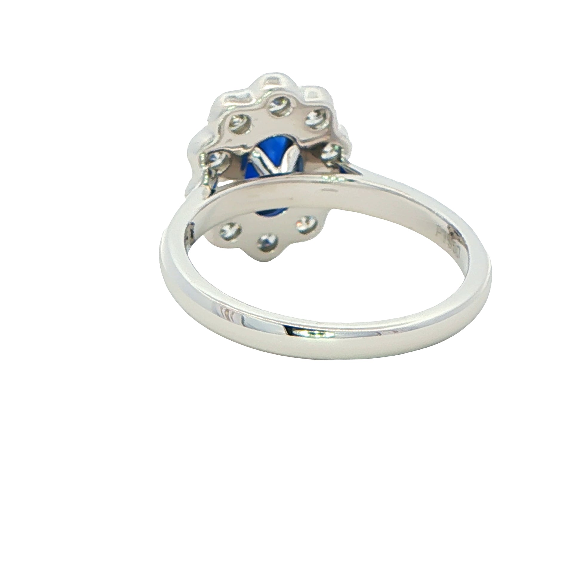 Oval Sapphire and Diamond Modern Cluster Style Ring Gardiner Brothers