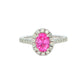 Pink Sapphire and diamond halo style ring Gardiner Brothers