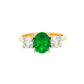 Oval Emerald and Round Brilliant Cut Diamond 3 Stone Ring Gardiner Brothers