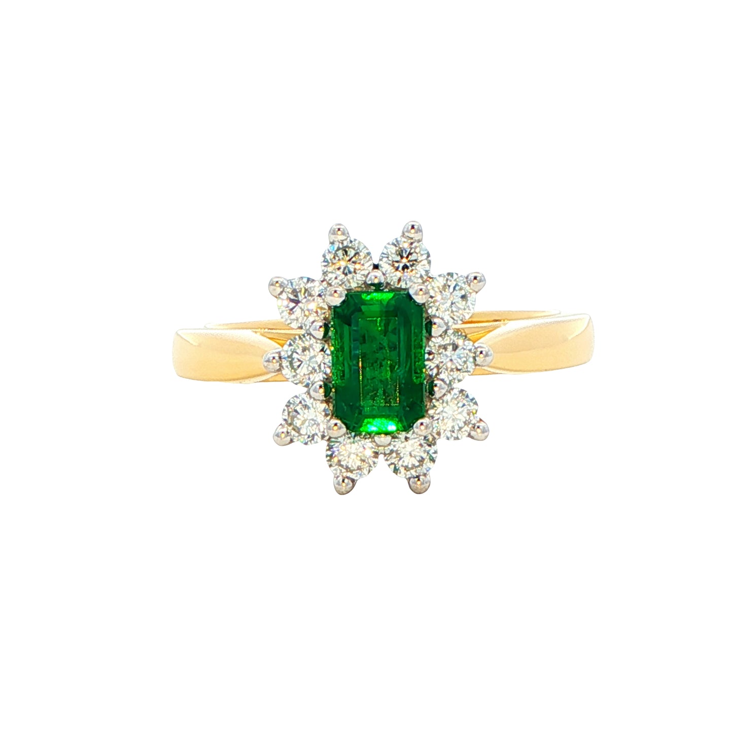 Emerald and Diamond Cluster Style Ring Gardiner Brothers