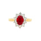 Oval Ruby and round brilliant cut Diamond Cluster Ring gardiner-brothers