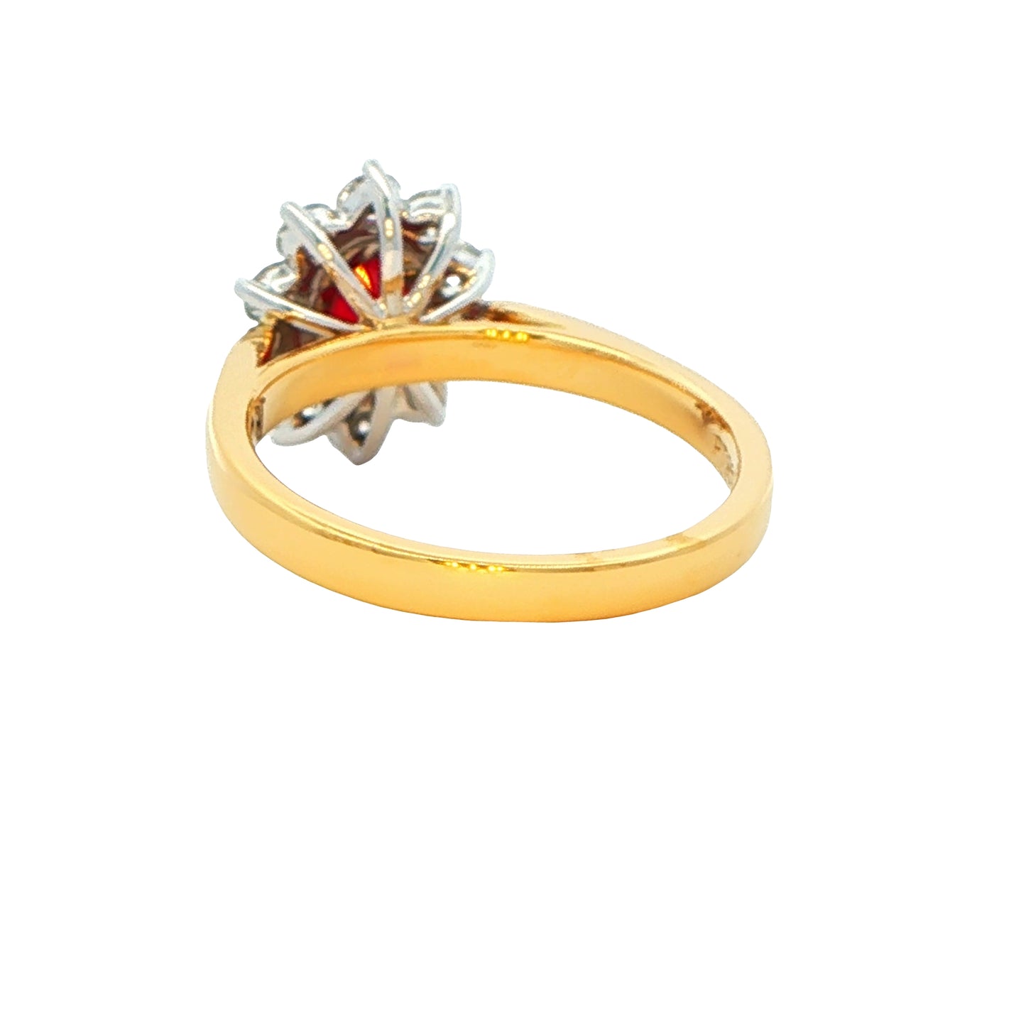 Oval Ruby and round brilliant cut Diamond Cluster Ring gardiner-brothers