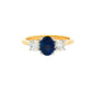 Oval Sapphire and Round Brilliant Cut Diamond 3 Stone Ring Gardiner Brothers