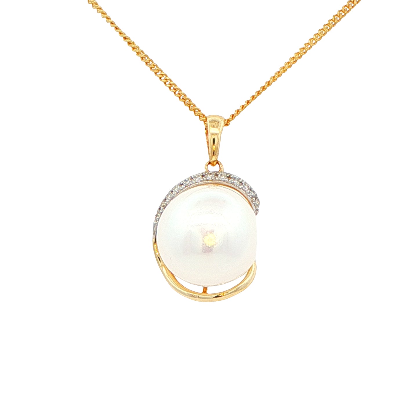 Yellow Gold Pearl and Diamond Fancy Style Pendant Gardiner Brothers