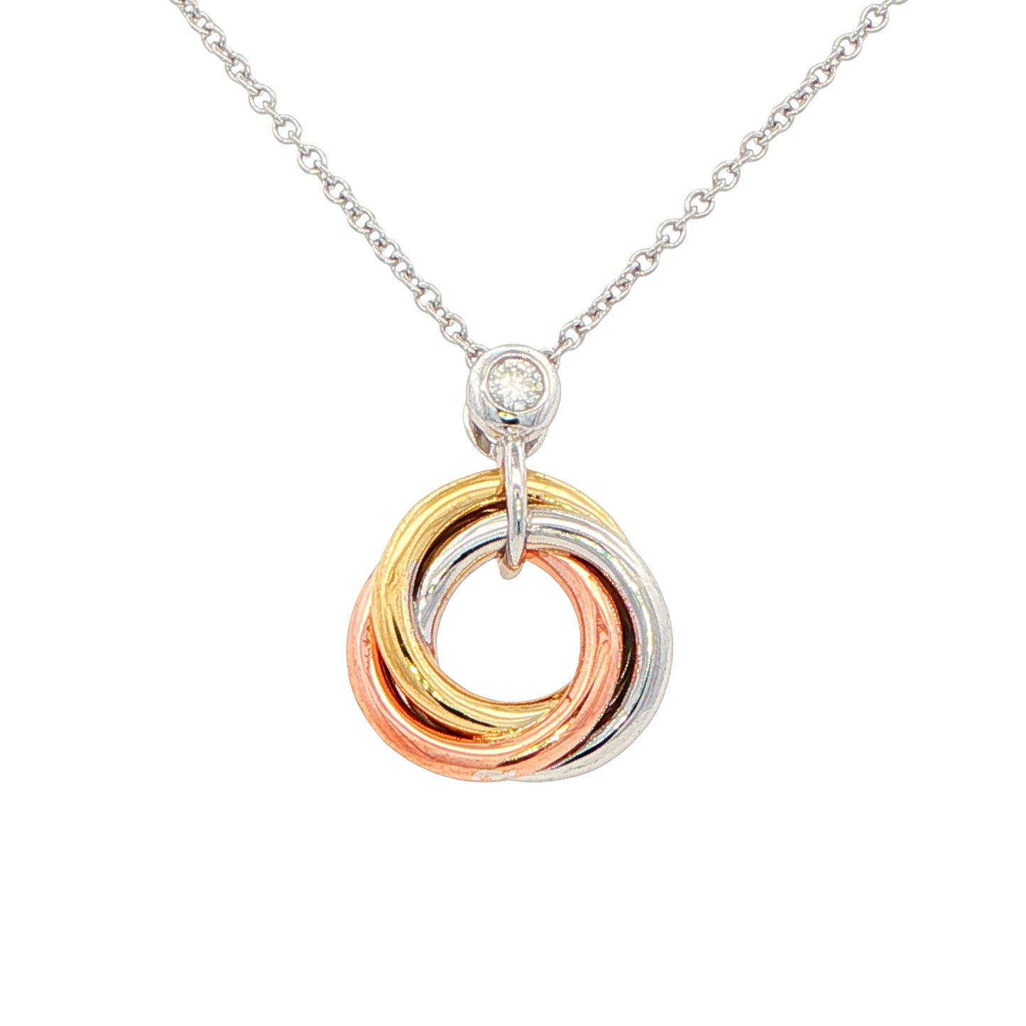 3 Colour Diamond Set Knot Style Pendant Gardiner Brothers