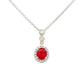 Ruby and Round Brilliant Cut Diamond Halo Drop Style Pendant Gardiner Brothers