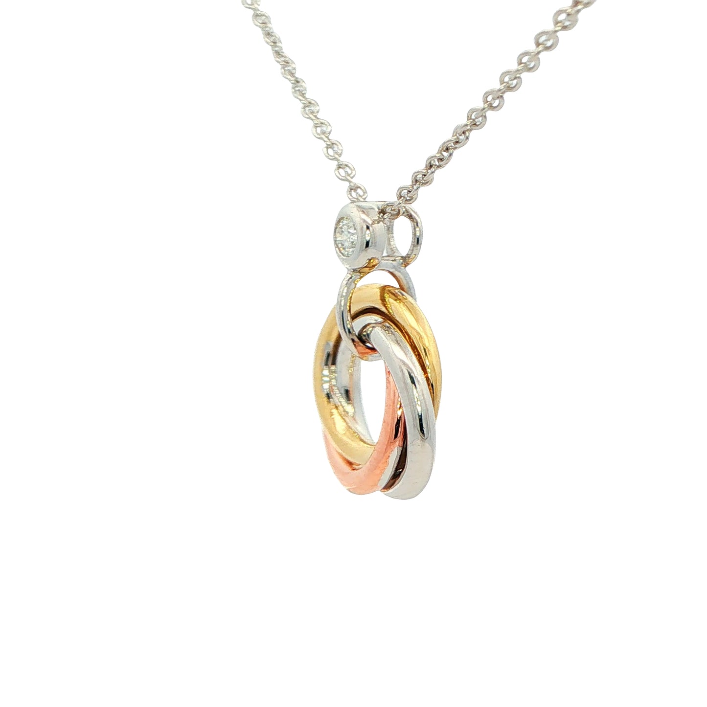 3 Colour Diamond Set Knot Style Pendant Gardiner Brothers