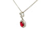 Ruby and Round Brilliant Cut Diamond Halo Drop Style Pendant Gardiner Brothers