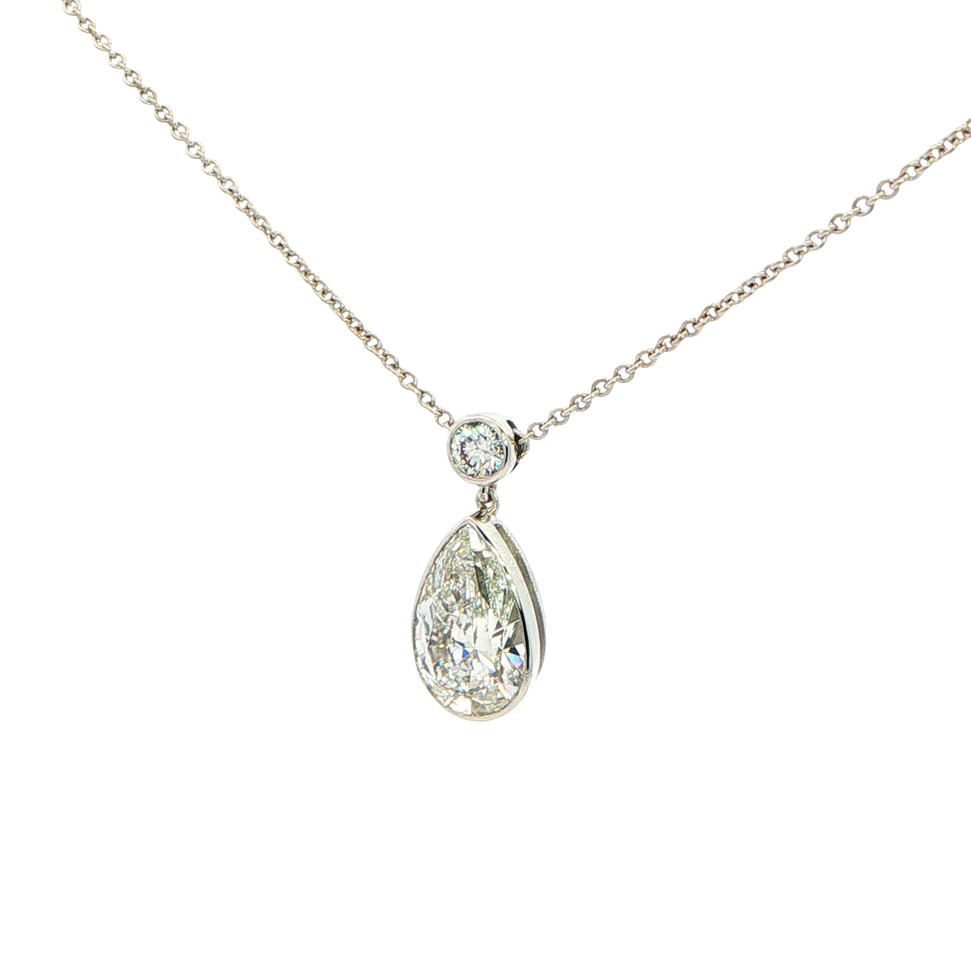 Lab Grown Round Brilliant and Pear Cut Diamond Drop Style Pendant - 1.90cts Gardiner Brothers