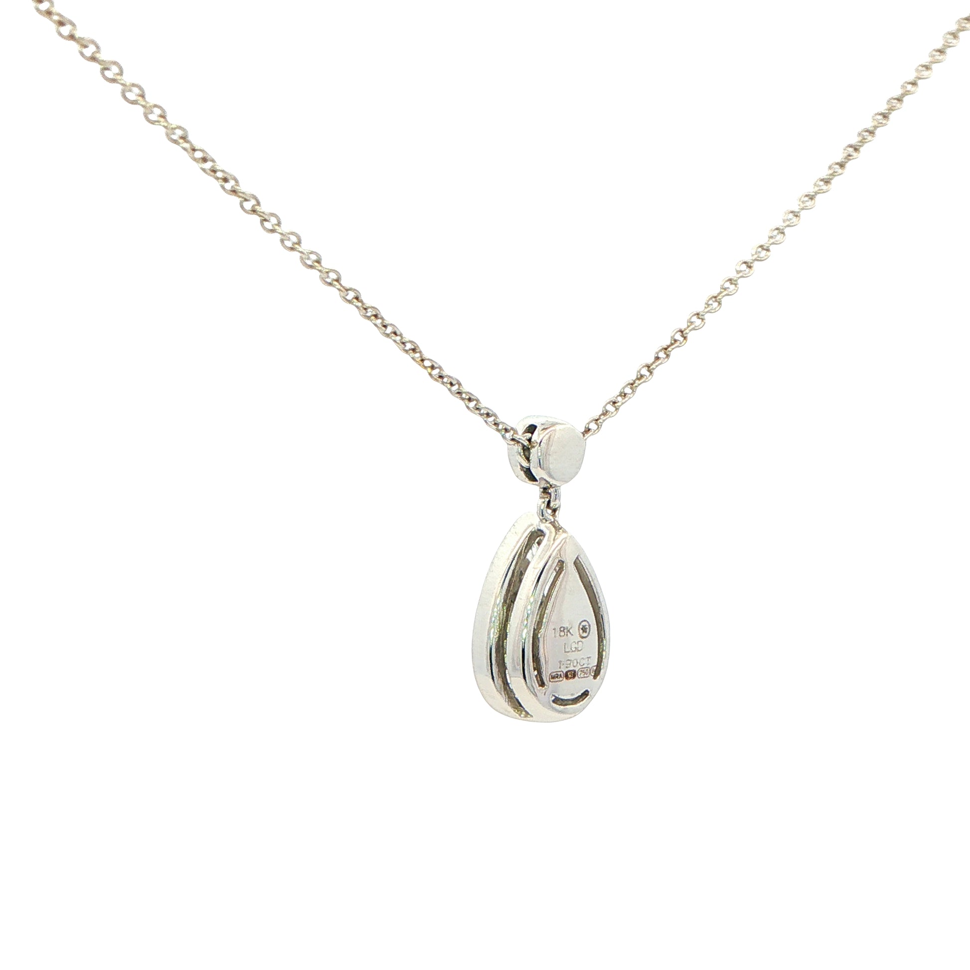 Lab Grown Round Brilliant and Pear Cut Diamond Drop Style Pendant - 1.90cts Gardiner Brothers