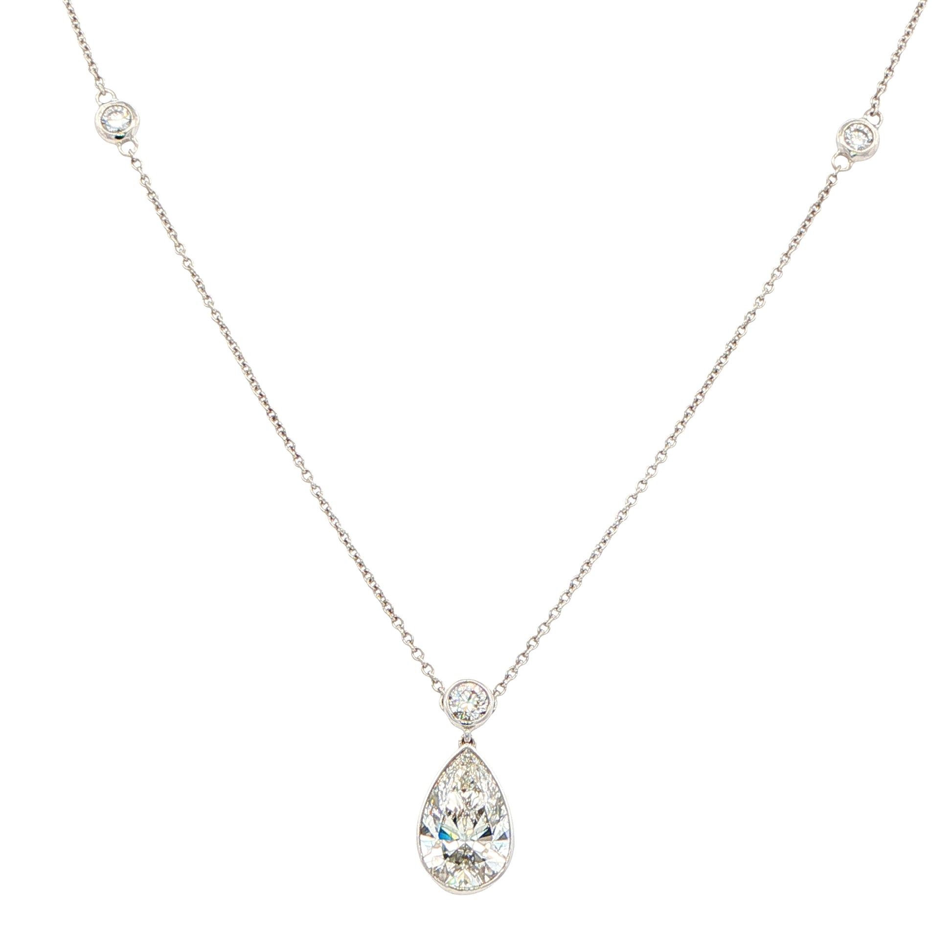 Lab Grown Round Brilliant and Pear Cut Diamond Drop Style Pendant - 1.90cts Gardiner Brothers