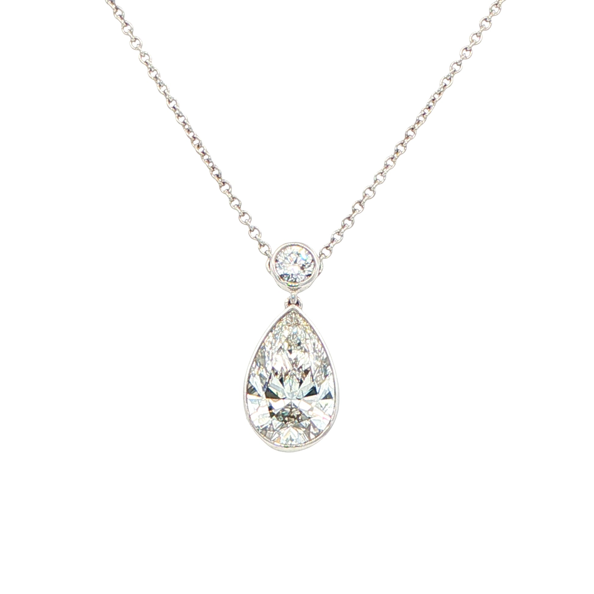 Lab Grown Round Brilliant and Pear Cut Diamond Drop Style Pendant - 1.90cts Gardiner Brothers