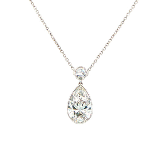 Lab Grown Round Brilliant and Pear Cut Diamond Drop Style Pendant - 1.90cts Gardiner Brothers