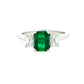 Octagonal Emerald and diamond 3 stone ring Gardiner Brothers