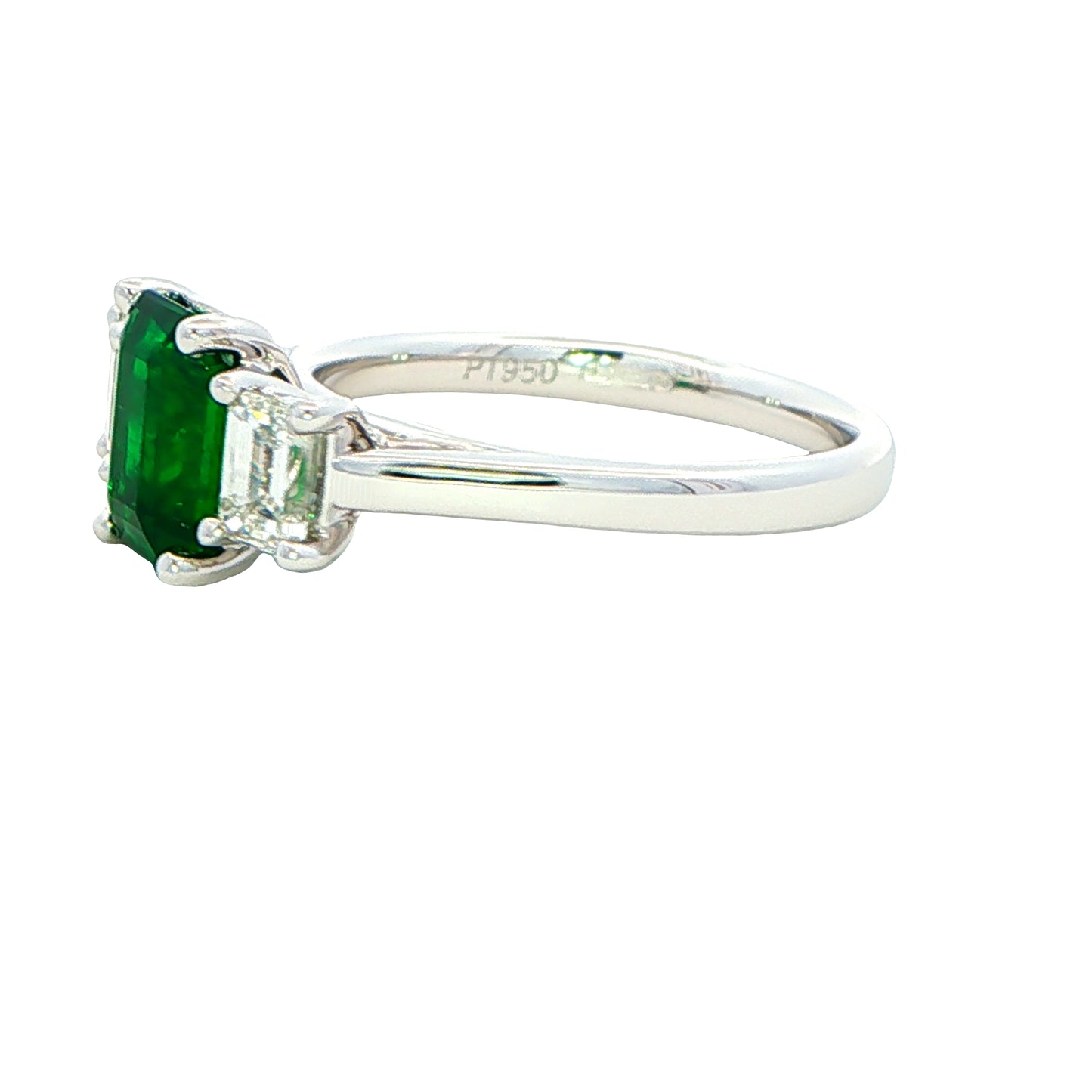 Octagonal shaped Emerald and Emerald Cut Diamond Ring Gardiner Brothers