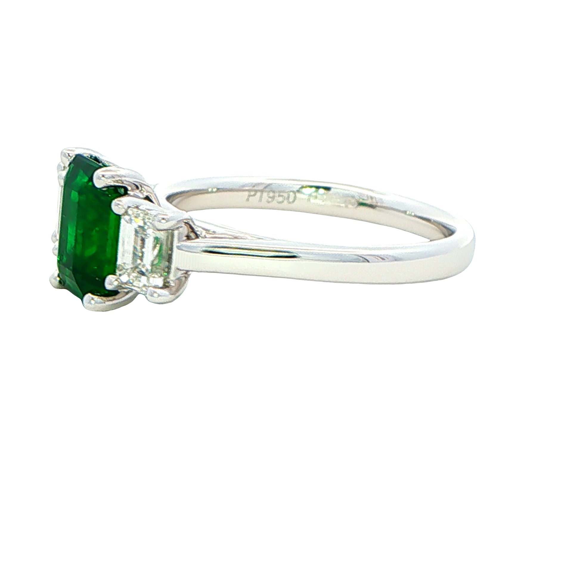 Octagonal shaped Emerald and Emerald Cut Diamond Ring Gardiner Brothers