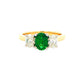 Oval shaped emerald and oval diamond 3 stone ring Gardiner Brothers