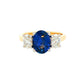 Oval shaped Sapphire and oval diamond 3 stone ring Gardiner Brothers