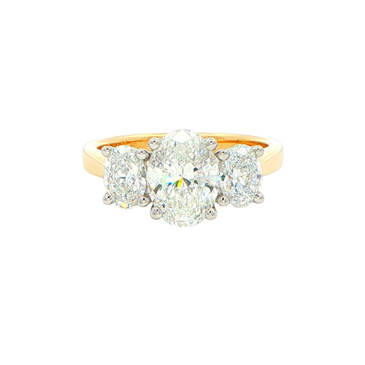 Oval shaped diamond 3 stone ring - 2.34cts Gardiner Brothers