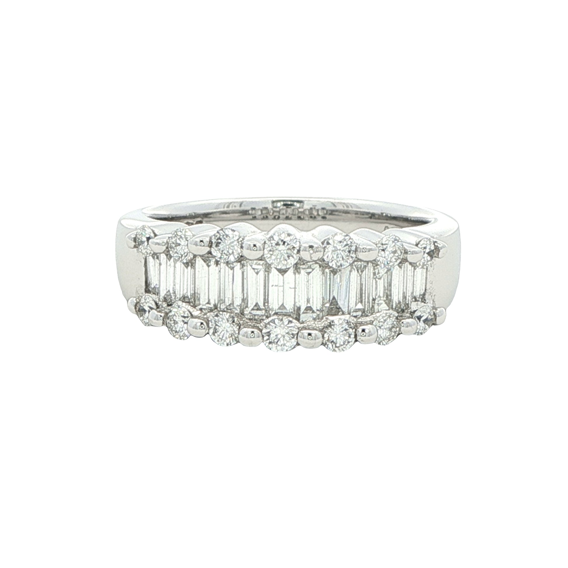 Round Brilliant and Baguette Cut Diamond Ring -1.00cts Gardiner Brothers