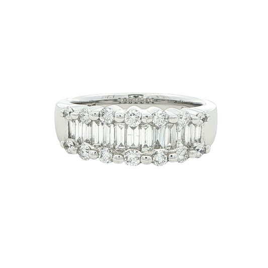 Round Brilliant and Baguette Cut Diamond Ring -1.00cts Gardiner Brothers