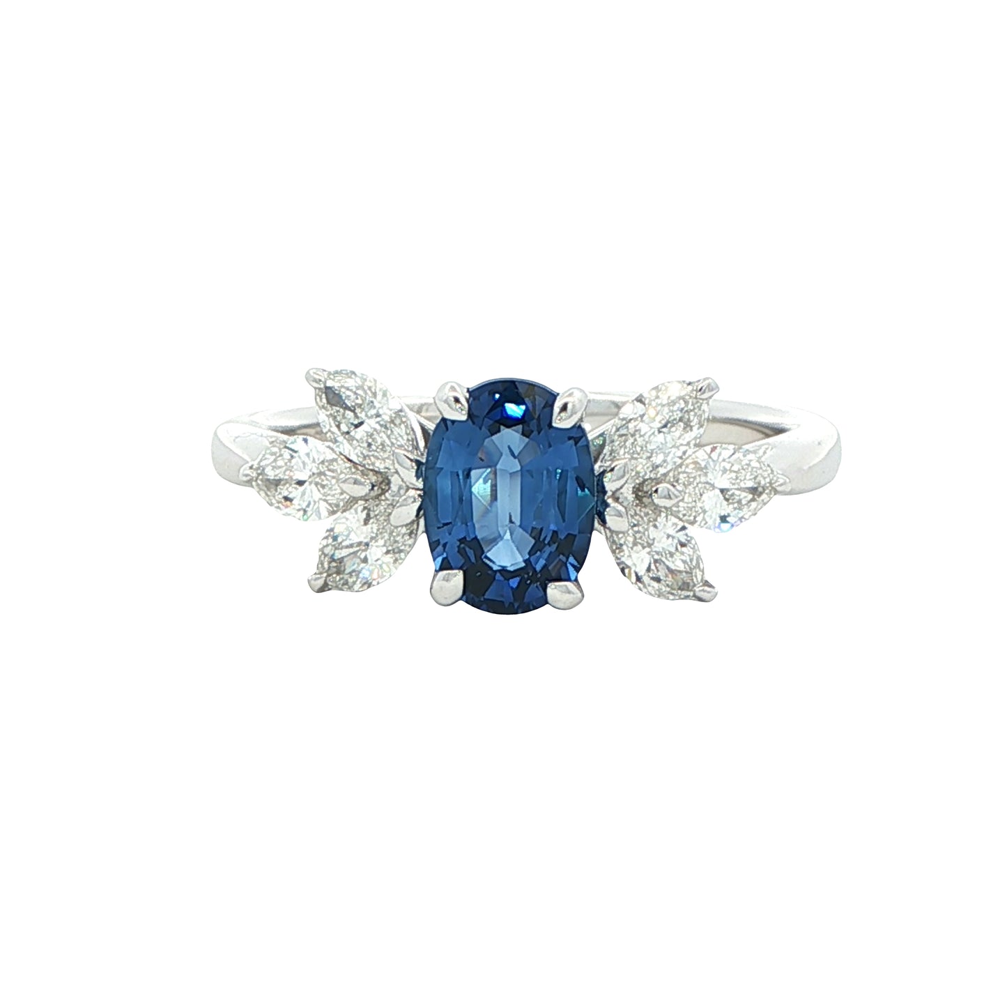 Oval shaped Sapphire and Marquise diamond ring Gardiner Brothers