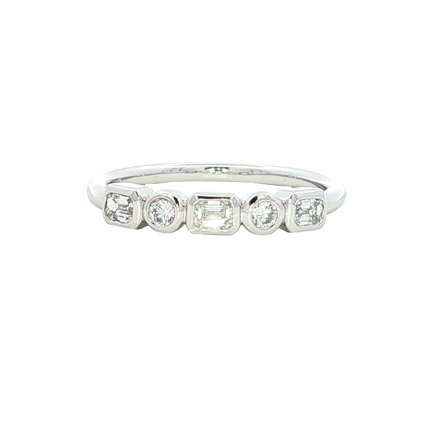Round brilliant and Baguette cut diamond 5 stone ring Gardiner Brothers