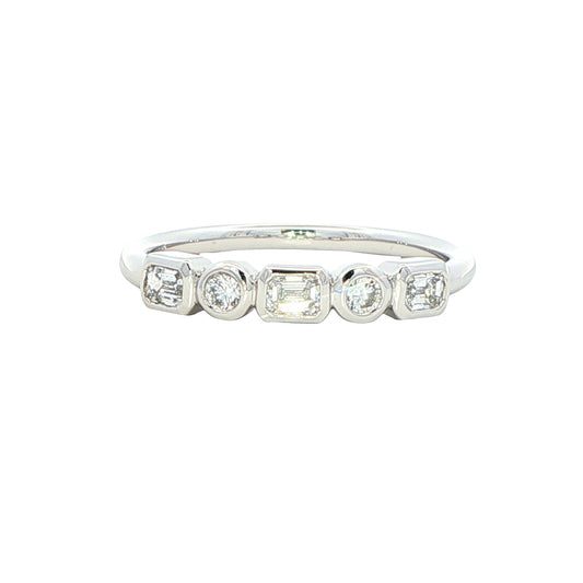 Round brilliant and Baguette cut diamond 5 stone ring Gardiner Brothers