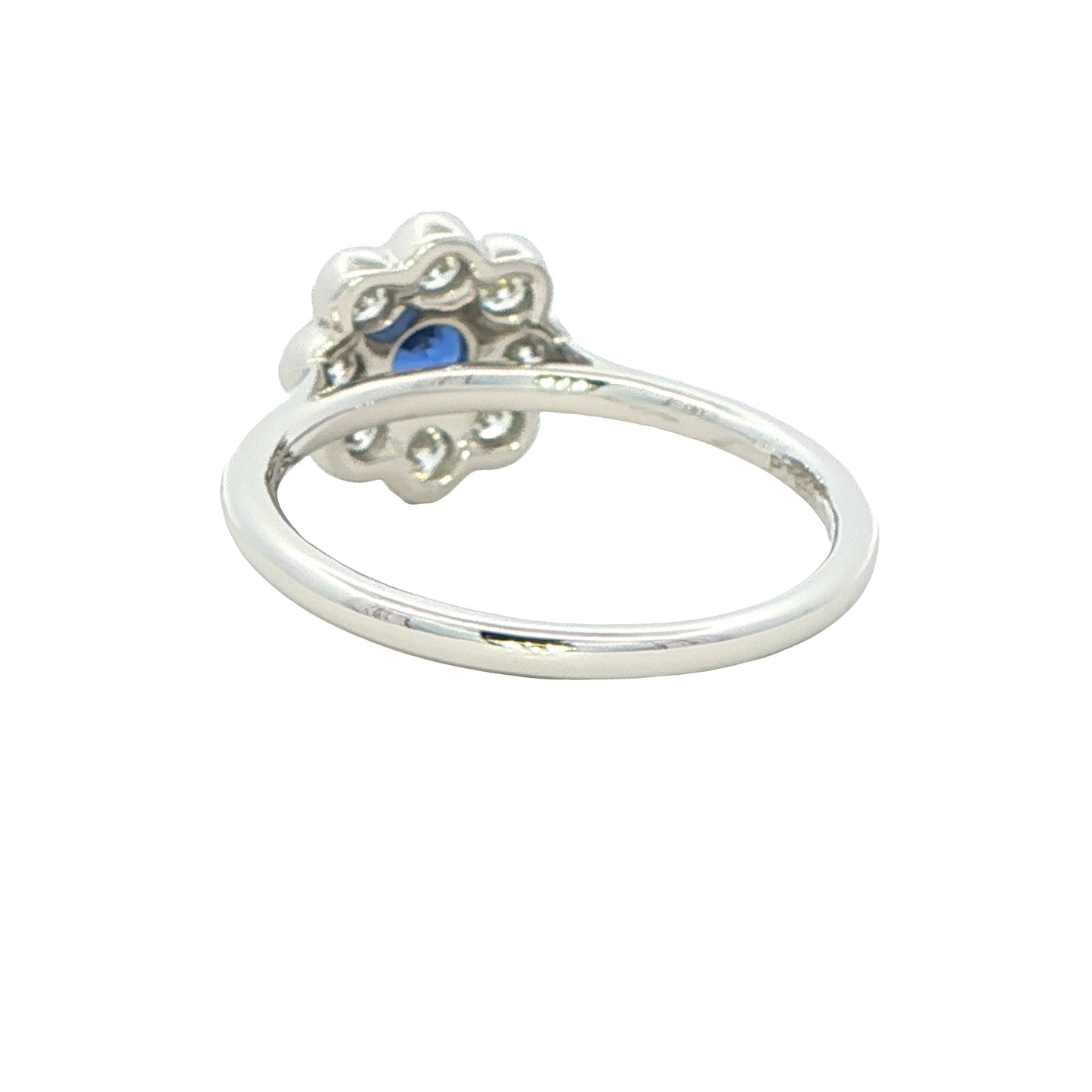 Round sapphire and round brilliant cut diamond cluster style ring Gardiner Brothers