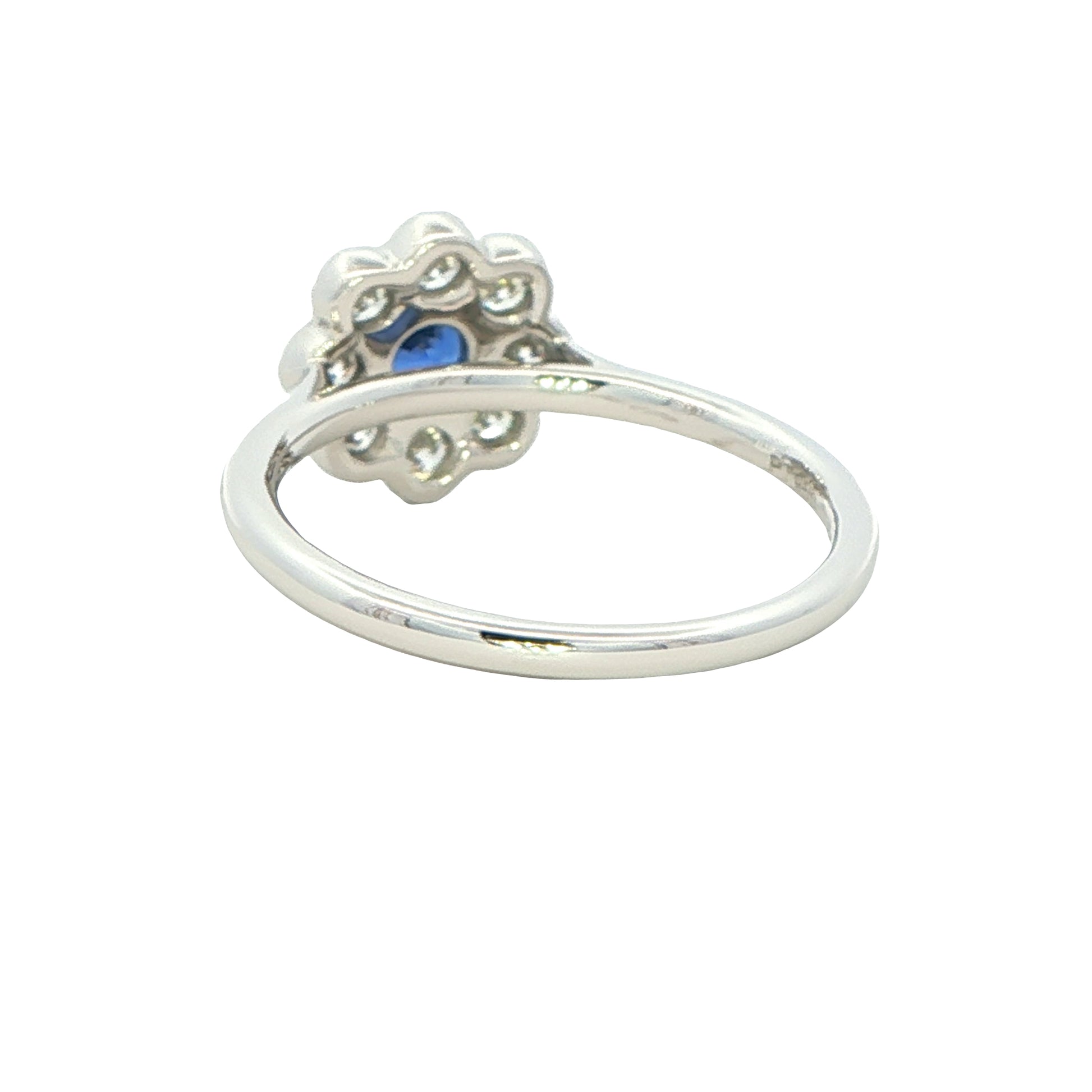 Round sapphire and round brilliant cut diamond cluster style ring Gardiner Brothers