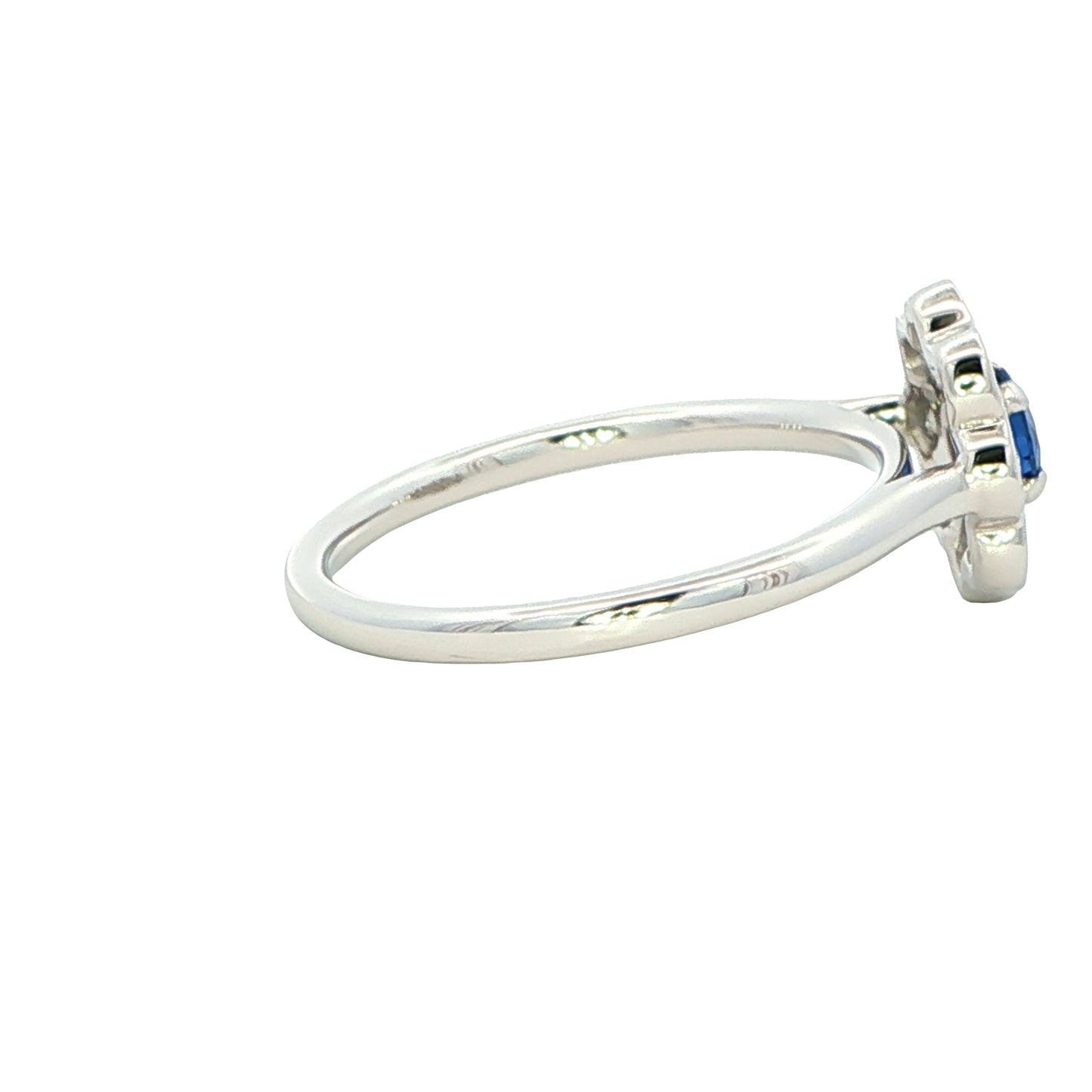 Round sapphire and round brilliant cut diamond cluster style ring Gardiner Brothers