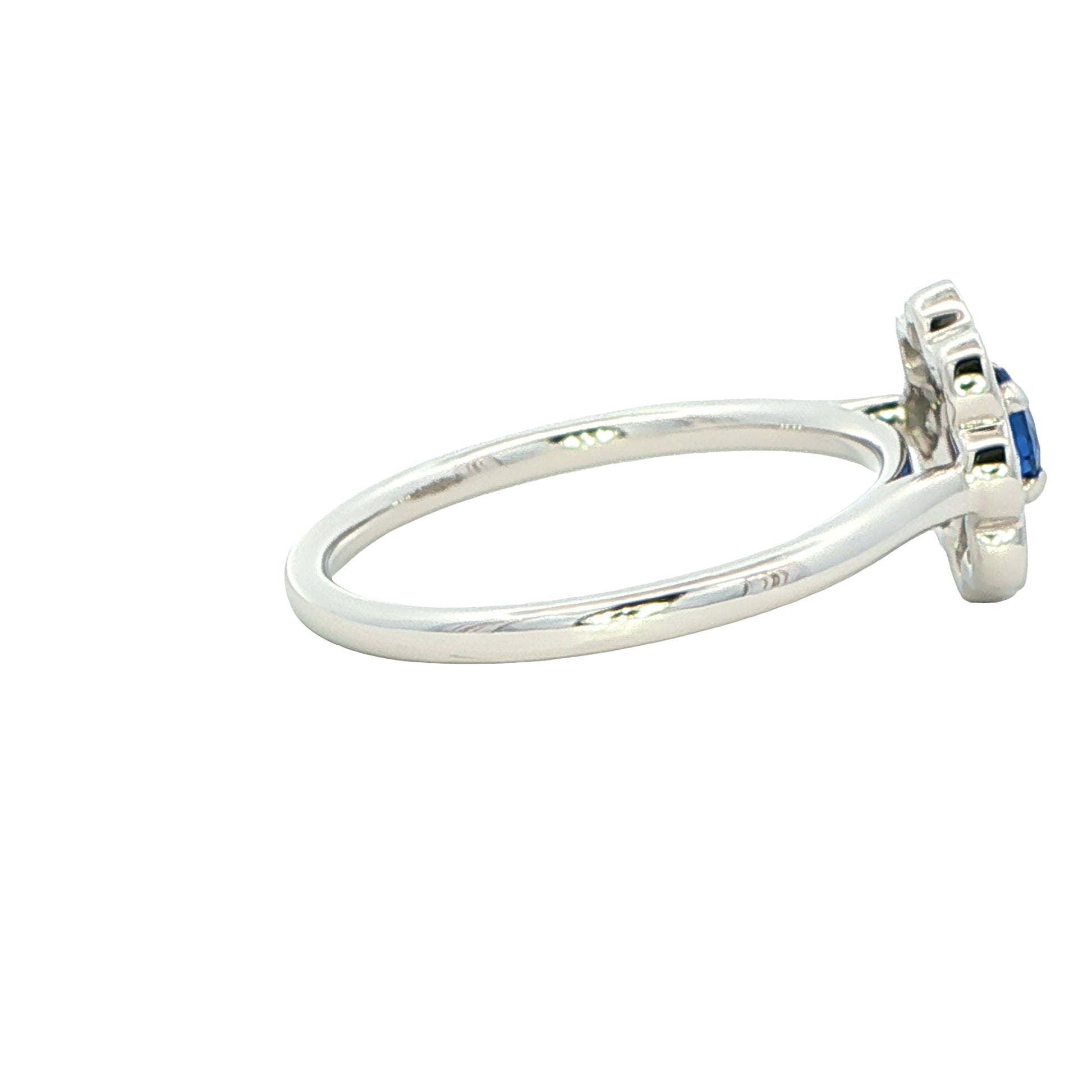 Round sapphire and round brilliant cut diamond cluster style ring Gardiner Brothers