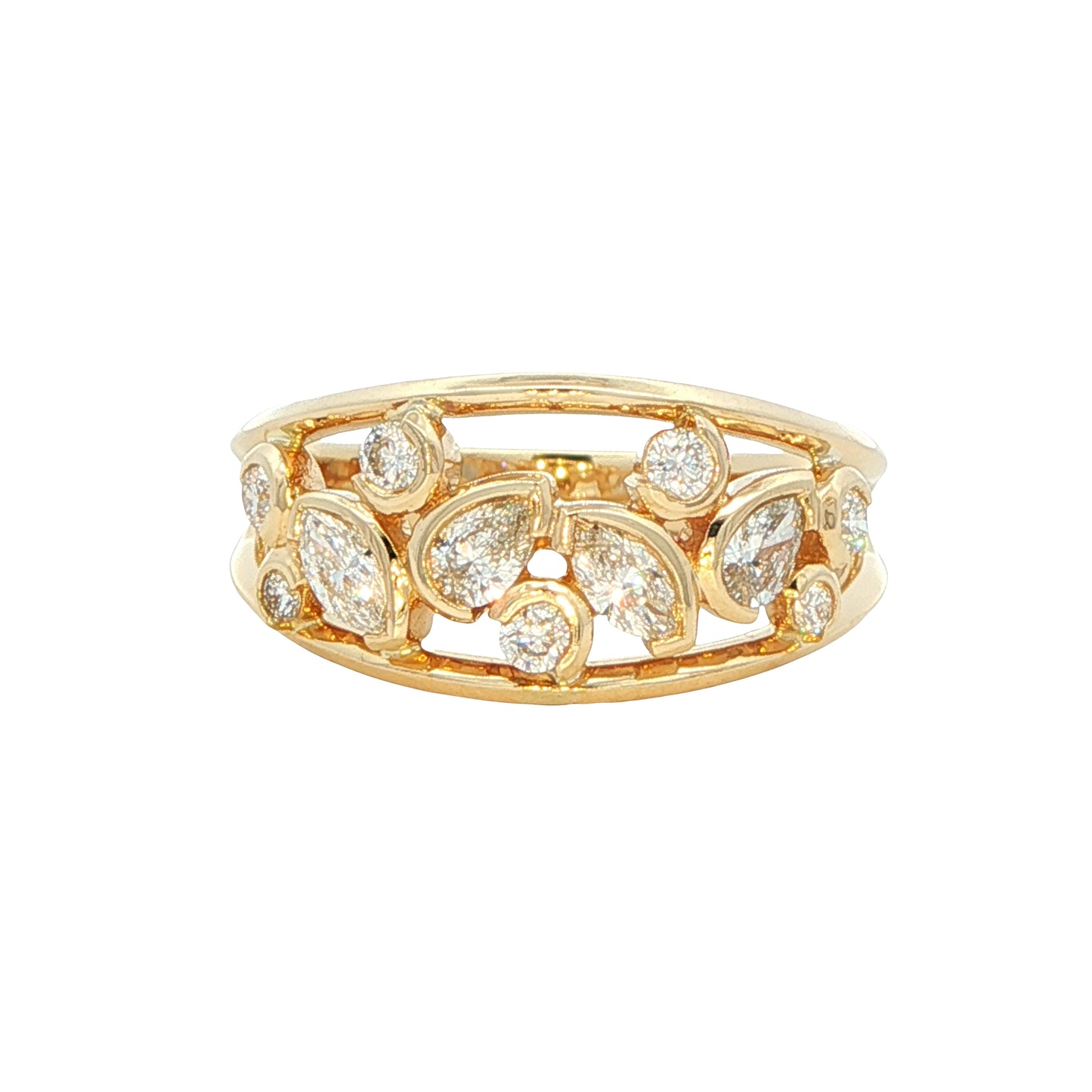 Bubble style ring with round, pear and marquise shaped diamonds Gardiner Brothers