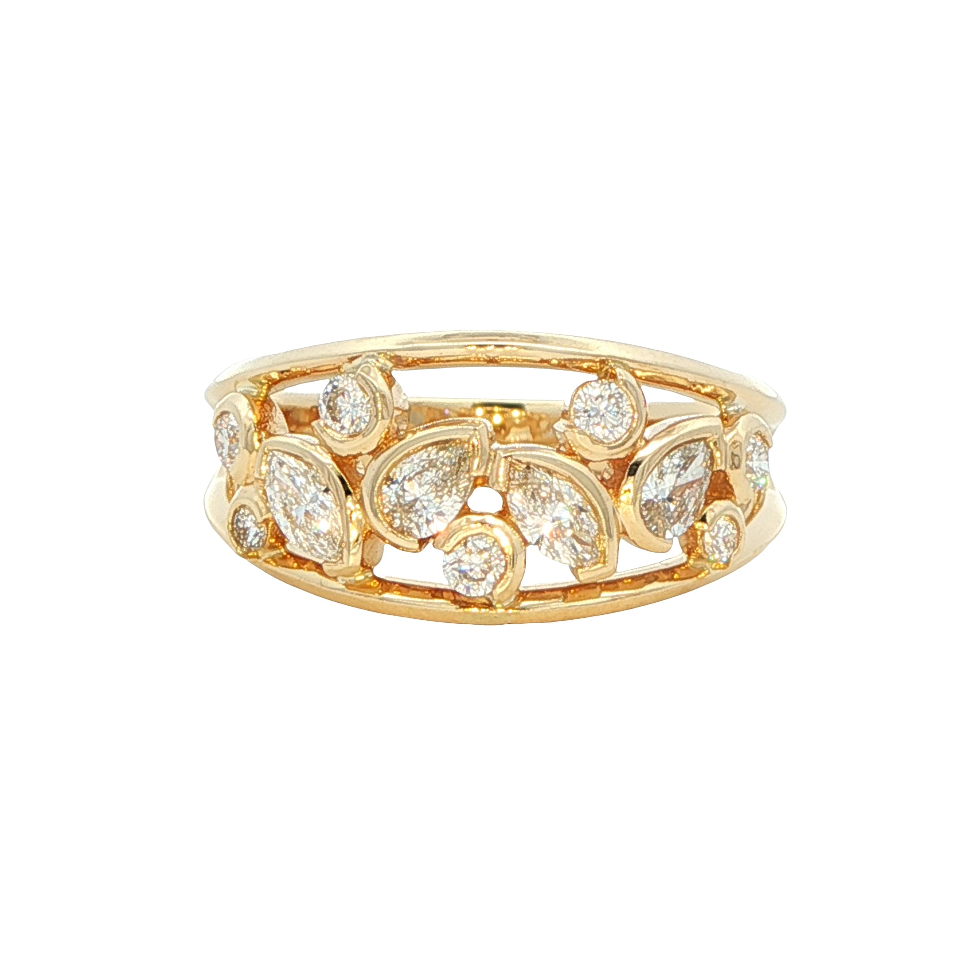 Bubble style ring with round, pear and marquise shaped diamonds Gardiner Brothers