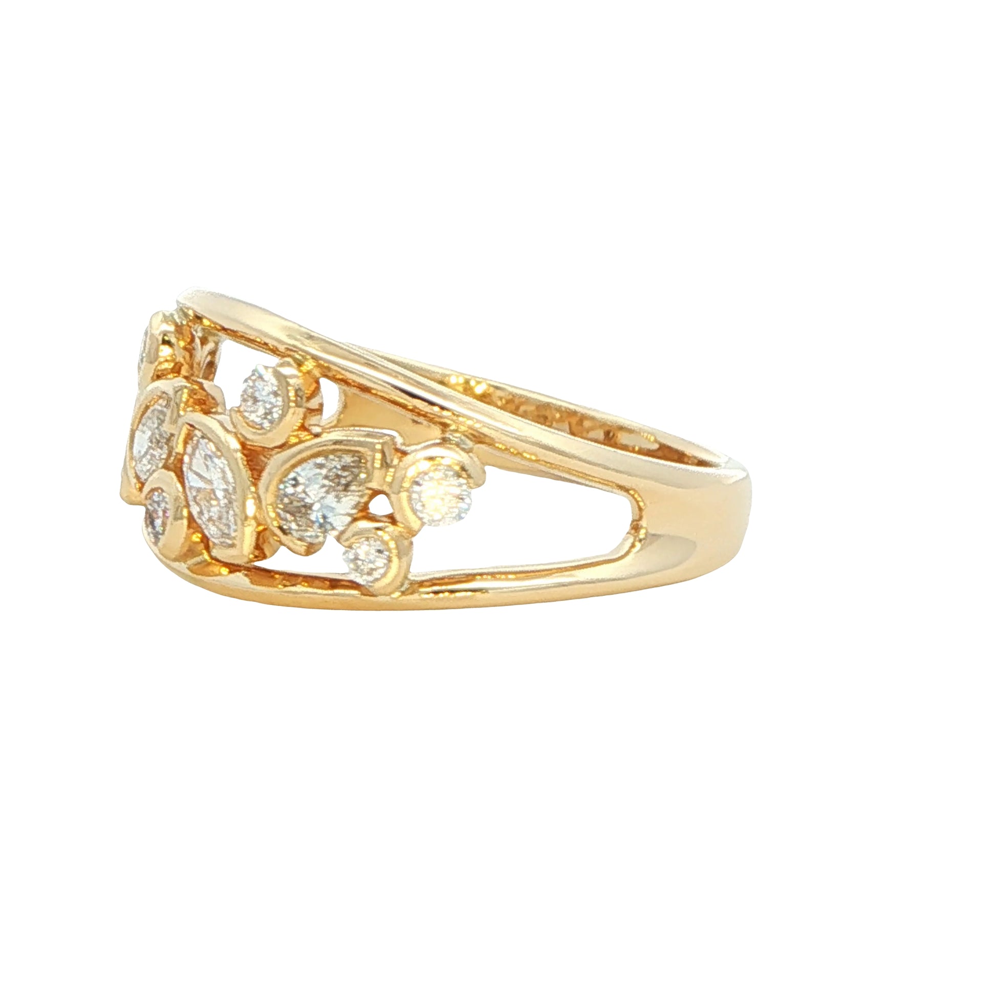 Bubble style ring with round, pear and marquise shaped diamonds Gardiner Brothers