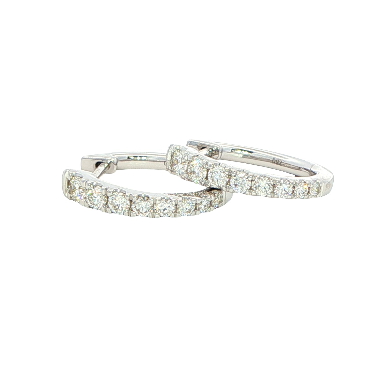 Round Brilliant cut diamond set graduated hoop earrings Gardiner Brothers