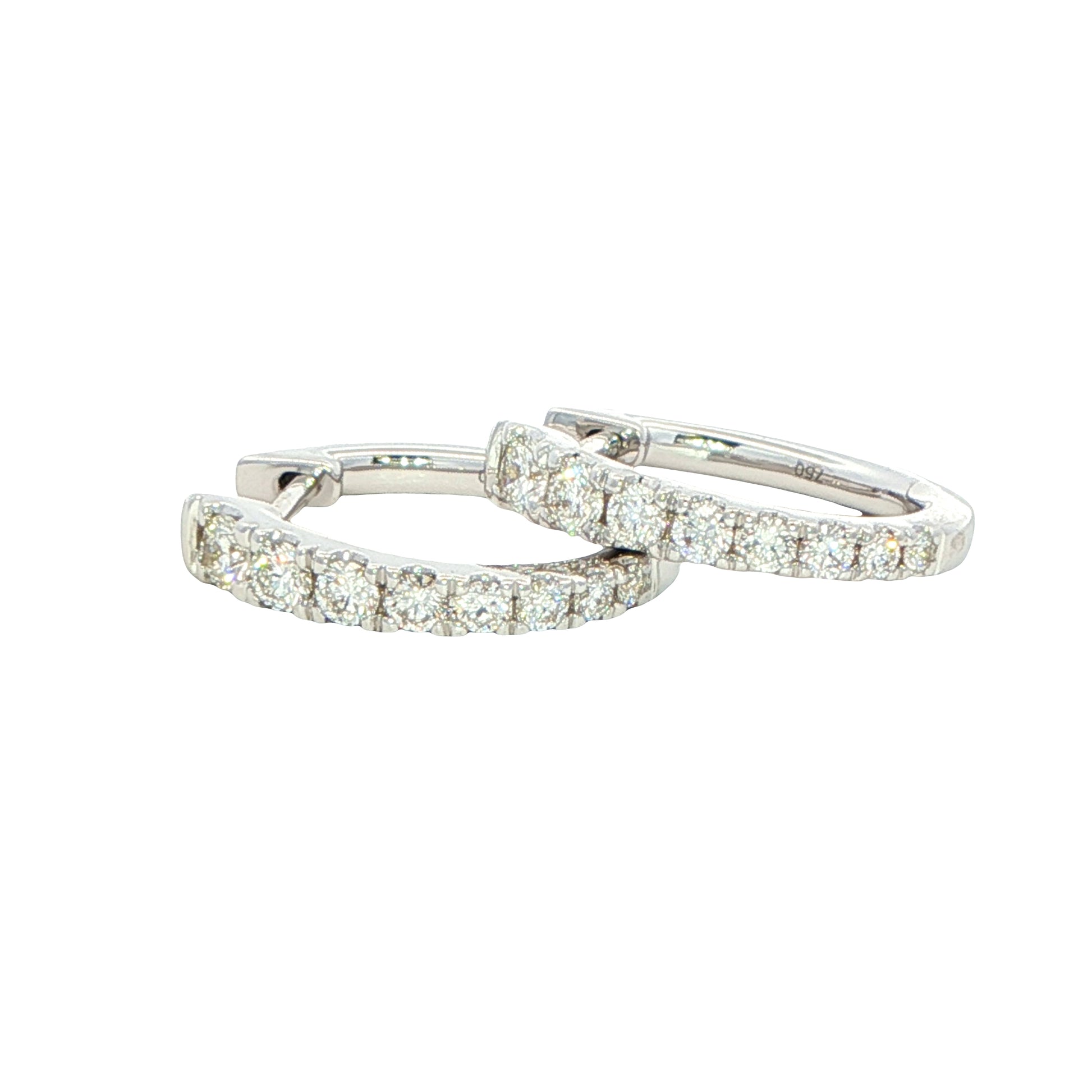 Round Brilliant cut diamond set graduated hoop earrings Gardiner Brothers