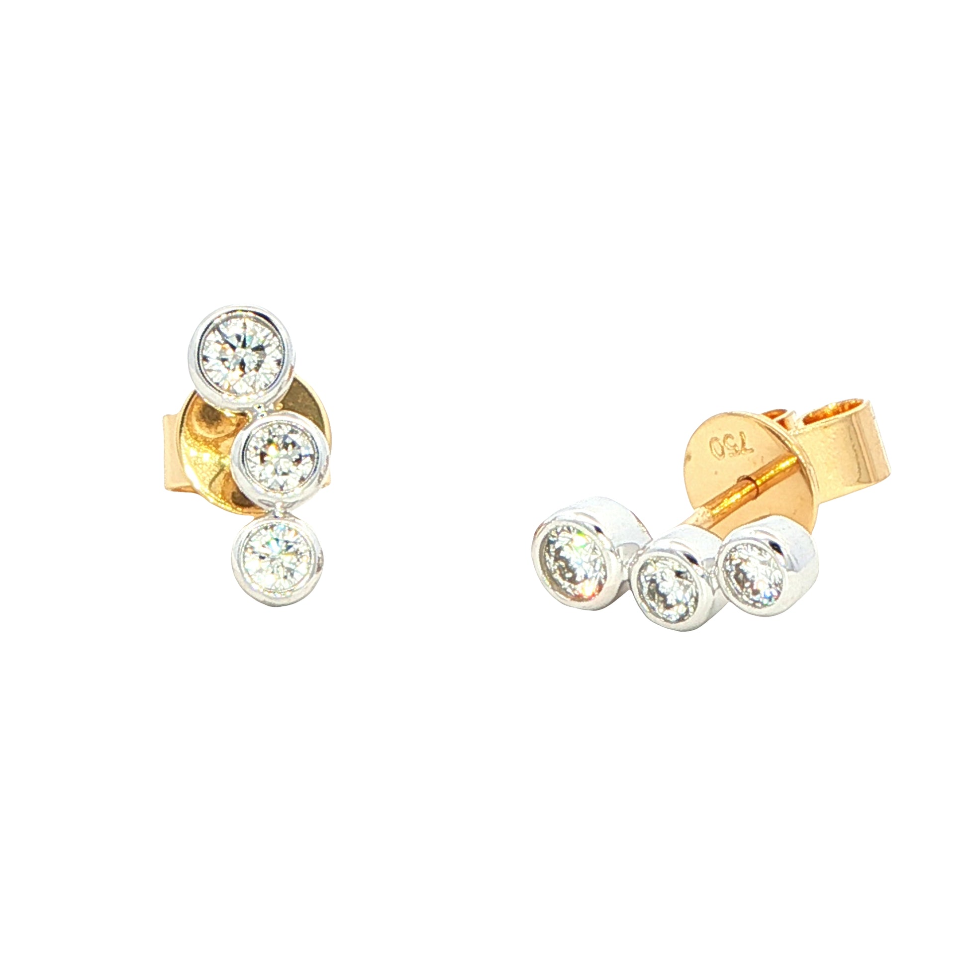 Round Brilliant cut diamond 3 stone earring Gardiner Brothers