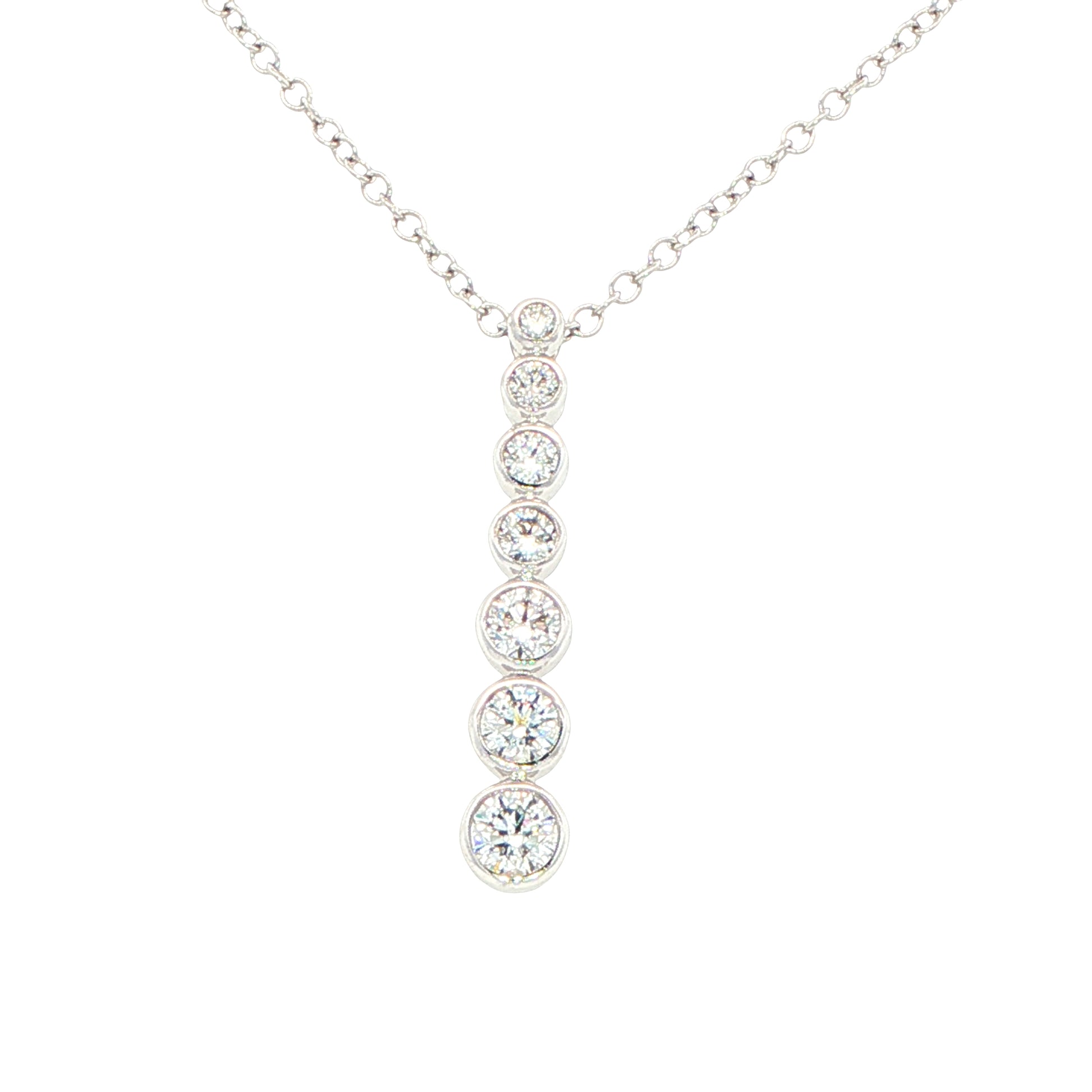 Round brilliant cut diamond 7 stone drop pendant Gardiner Brothers